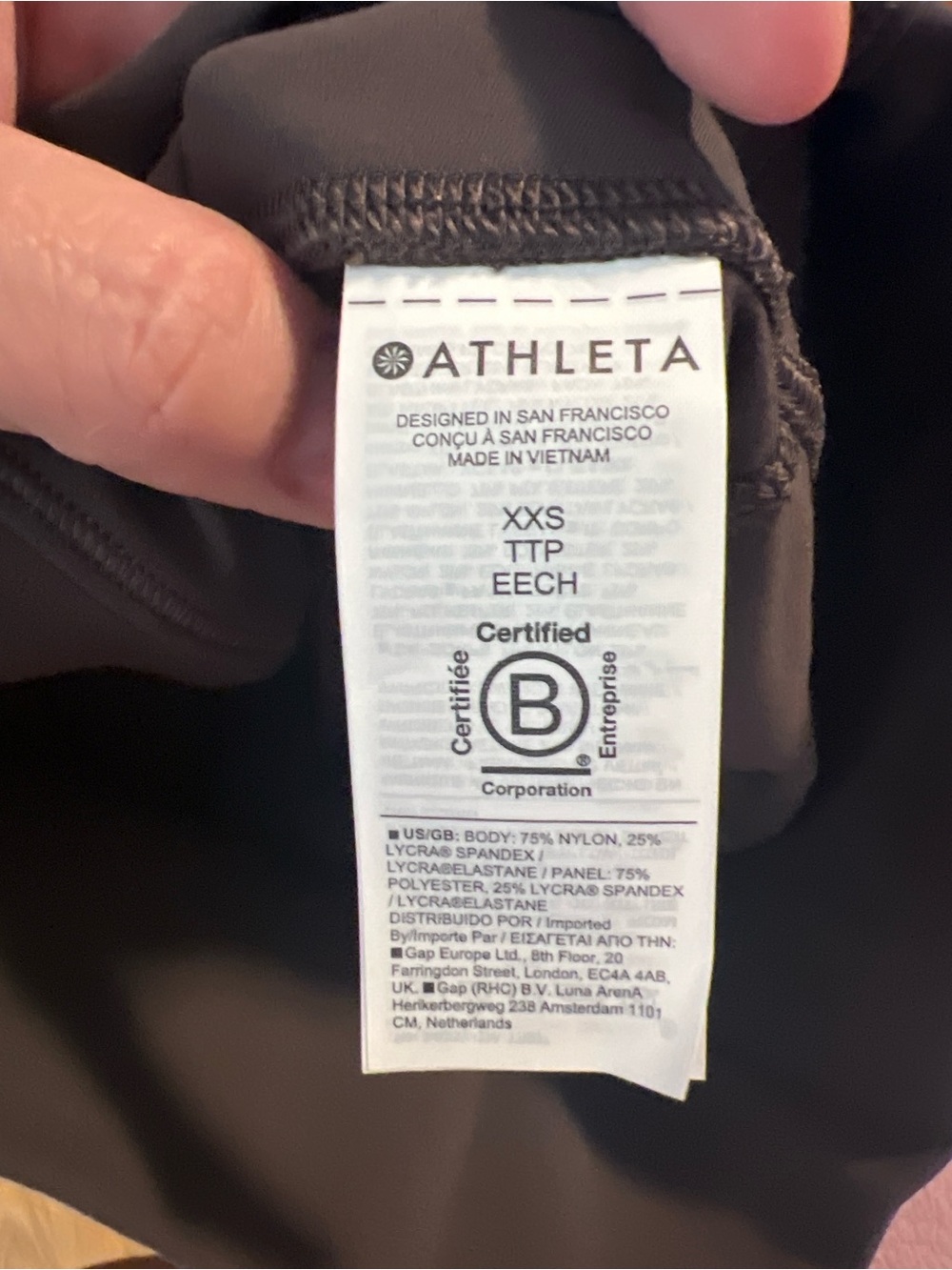 #268 NWT Athleta Salutation Stash Colorblock 7/8 Leggings Black White XXS - Picture 4 of 4
